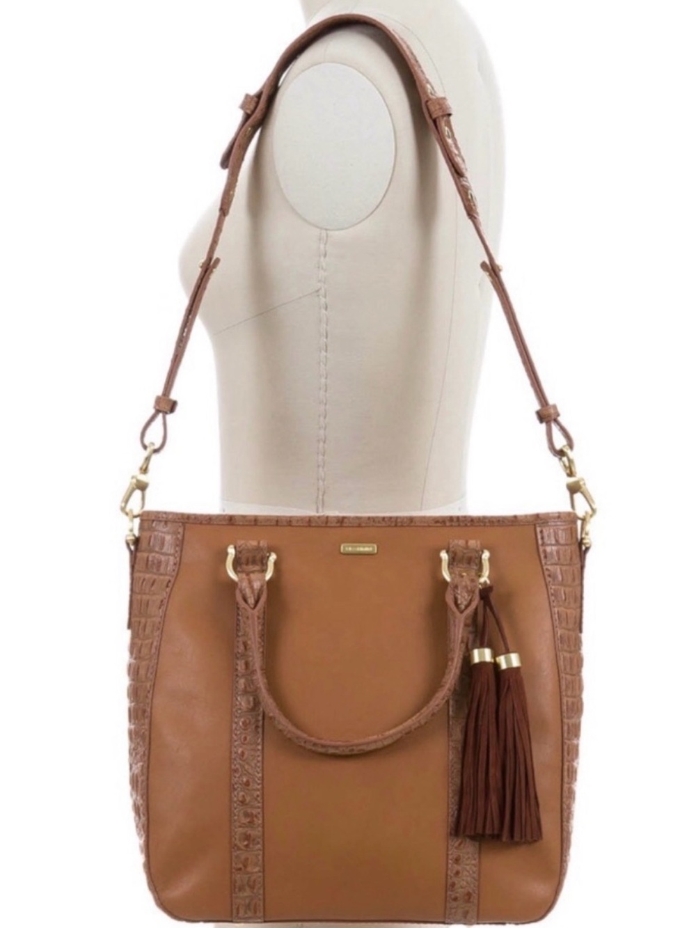 Brahmin Clifton Brown Leather Satchel with Tassel